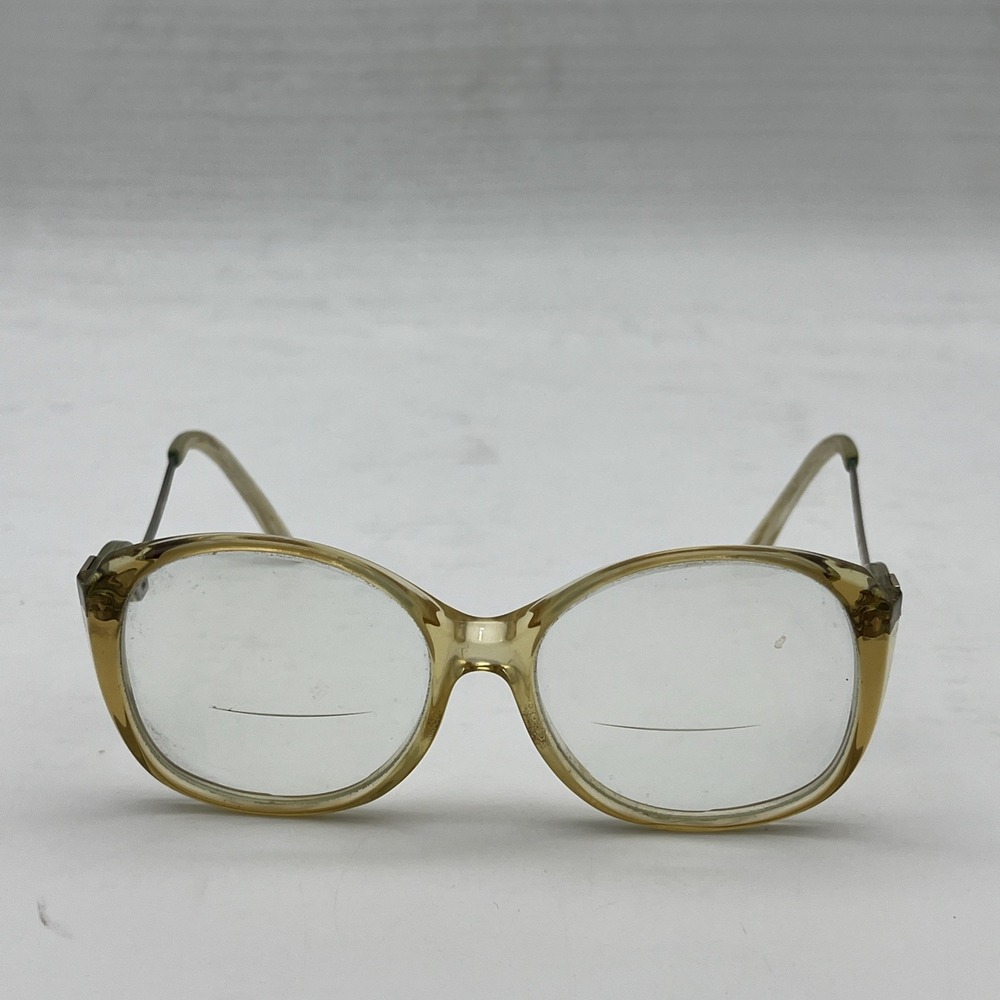 Geoffrey Beene Vintage Clear Reading Eye Glass 135 Oval Frames Women's Yellow